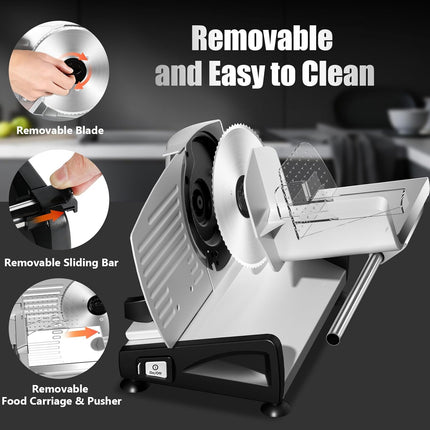 OSTBA Meat Slicer with Quiet DC Motor, 200W Electric Deli Slicer, Dual 7.5'' Sta