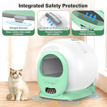 Self Cleaning Litter Box, Automatic Cat Litter Box for Multiple Cats Large, Odor