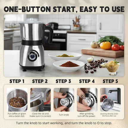 Spice Grinder Electric, Herb Nut Grinder for Kitchen, Detachable Espresso Grinde