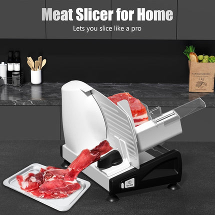 OSTBA Meat Slicer with Quiet DC Motor, 200W Electric Deli Slicer, Dual 7.5'' Sta