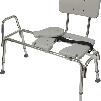 DMI Heavy-duty Sliding Transfer Bench Shower Chair With Cut-out Seat and Adjusta