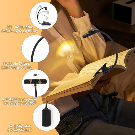 24 Led Rechargeable Book Light for Reading in Bed-Eye Caring 3 Color Temperature