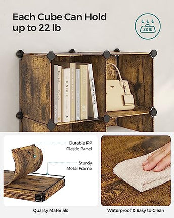 SONGMICS 6 Cube Storage Organizer, DIY Closet Shelf, Plastic Clothes Organizer,