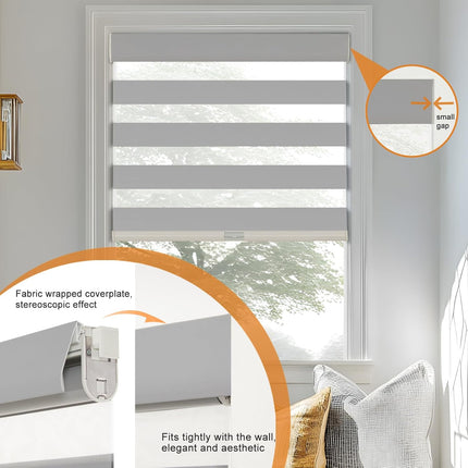Persilux No Drill No Tool Zebra Blinds Light Filtering Dual Layer Privacy for Da