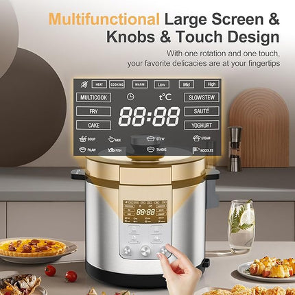 GIHETKUT 14-in-1 Electric Pressure Cooker, 6.3 Quart Multi Cooker, Rice Slow Coo
