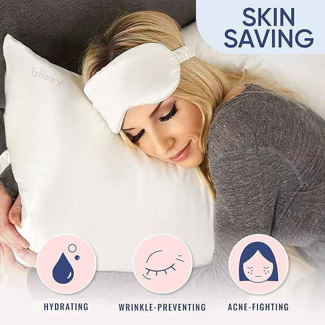Blissy Silk Pillowcase - 100% Pure Mulberry Silk - 22 Momme 6A High-Grade Fibers