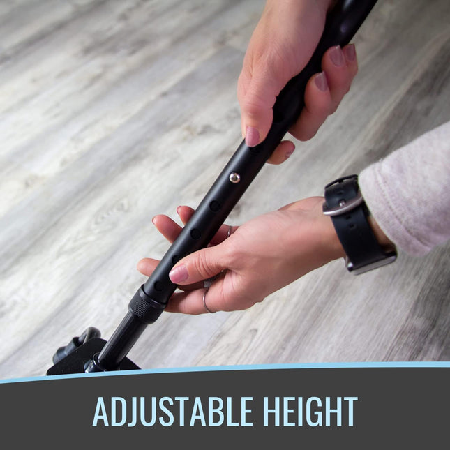 HealthSmart Quad Cane, Sit To Stand Walker, Adjustable Quad Cane, Black