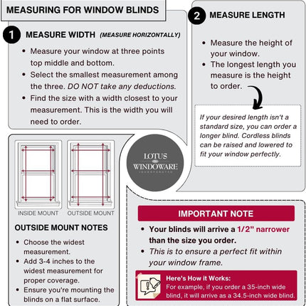 LOTUS & WINDOWARE Cordless 2-inchFaux Wood Blind 27" Wide x 36" Long,(Soft White