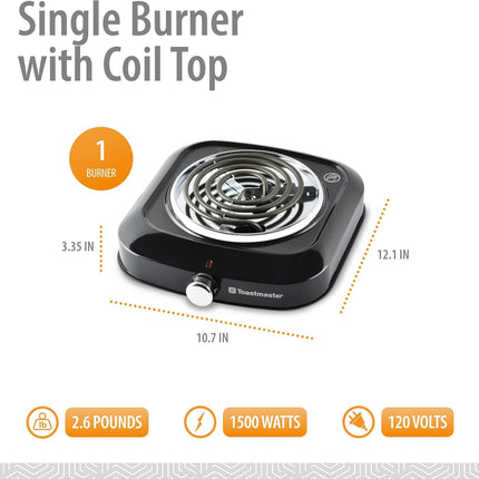 Toastmaster Single Burner with Coil Top, Black