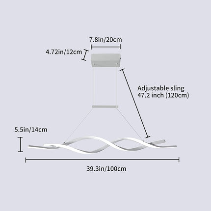 Jaycomey Modern Pendant Light, Dimmable LED Chandelier with Remote Control,Wave