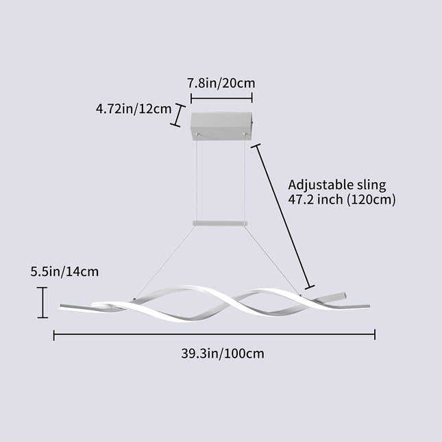 Jaycomey Modern Pendant Light, Dimmable LED Chandelier with Remote Control,Wave