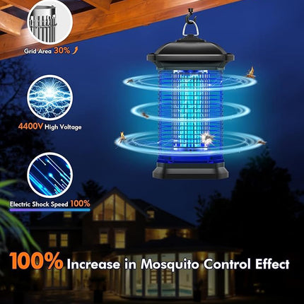 AMUFER 18W Bug Zapper for Outdoor & Indoor, Blue Violet UV Lamp, Electric Mosquito & Fly Killer, 1/2 Acre Coverage