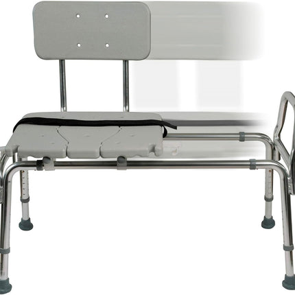 DMI Heavy-duty Sliding Transfer Bench Shower Chair With Cut-out Seat and Adjusta