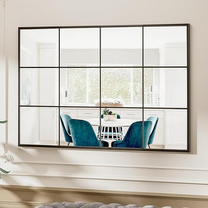 Suidia Rectangular Wall Mirror, 30" x 40" Window Decorative Mirrors, Metal Frame