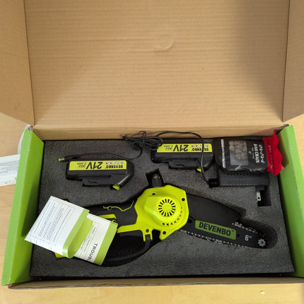 Devenbo 6 Inch Cordless Mini Chainsaw, Handheld Electric Saw