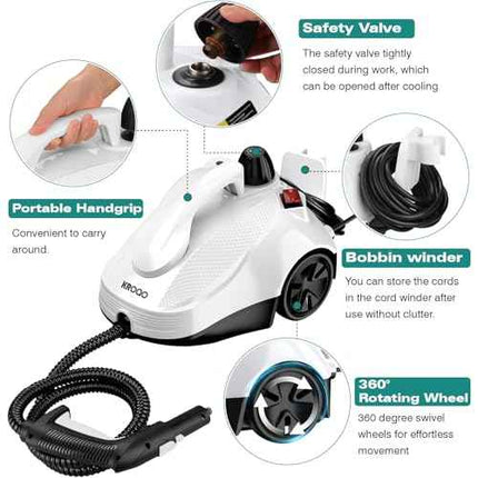 KROQO Steam Cleaner, Steam Mop with 9 Accessories, Powerful Multipurpose Portabl