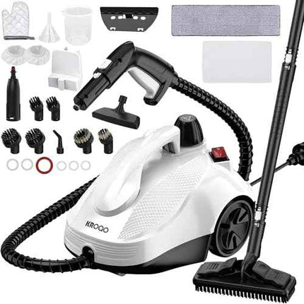 KROQO Steam Cleaner, Steam Mop with 9 Accessories, Powerful Multipurpose Portabl