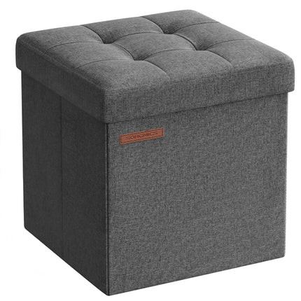 SONGMICS Folding Storage Ottoman Bench，30 x 30 x 30 cm，Ottoman Foot Rest, Storag