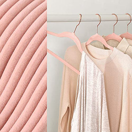 SONGMICS Velvet Hangers, Non-Slip Hanger, Rose Gold Color Swivel Hook, 30-Pack,