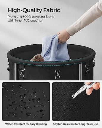 SONGMICS 50.2-Gallon (190 L) Laundry Basket with Wheels, Rolling Round Heavy-Dut