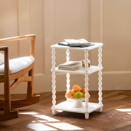 Fultyle End Table, Small Side Table with 3 Tier Open Shelf, Modern NightStand Be
