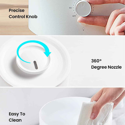 Pharata Humidifiers for Bedroom Large Room, 2.5L Cool Mist Humidifier with Essential Oil Diffuser, Top Fill Humidifier for Baby, Home, Plant, Ultrasonic Humidification for whole house, Auto Shut-Off