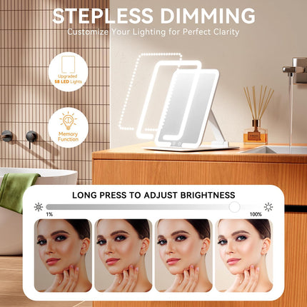 Auxmir Rechargeable Travel Makeup Mirror, Portable Travel Lighted Makeup Mirror