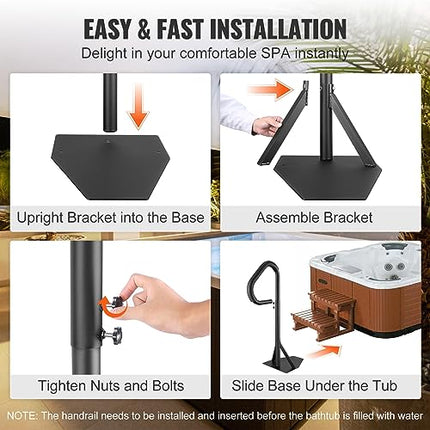 VEVOR Hot Tub Handrail, 360 Rotatable Spa Side Handrail with 35"-57" Adjustable