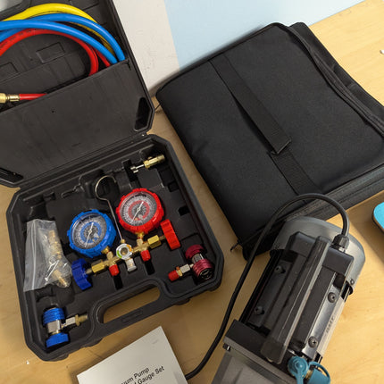 Orion Motor Tech AC Vacuum Pump and Gauge Set, 1/4 hp 3.5 cfm Vacuum Pump Manifo