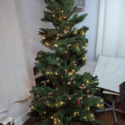 SHareconn 7ft Prelit Artificial Hinged Christmas Pine Tree with Remote Control,