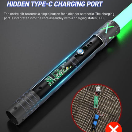 Dueling Lightsaber with 58 cm Blade, 12 RGB Colors, 2-in-1 Light Sabers with Realistic Sound Effects & Aluminum Hilt
