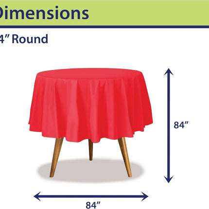 Party Dimensions Red Plastic Table Cover for Round Tables 84 Inch (12 Pack) Prem