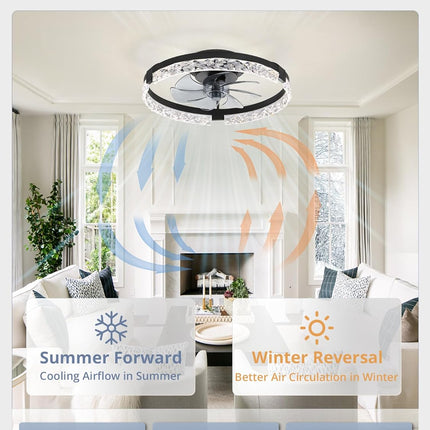 LEDIARY 20 Inch Low Profile Ceiling Fans with Lights and Remote, Fandelier Ceili