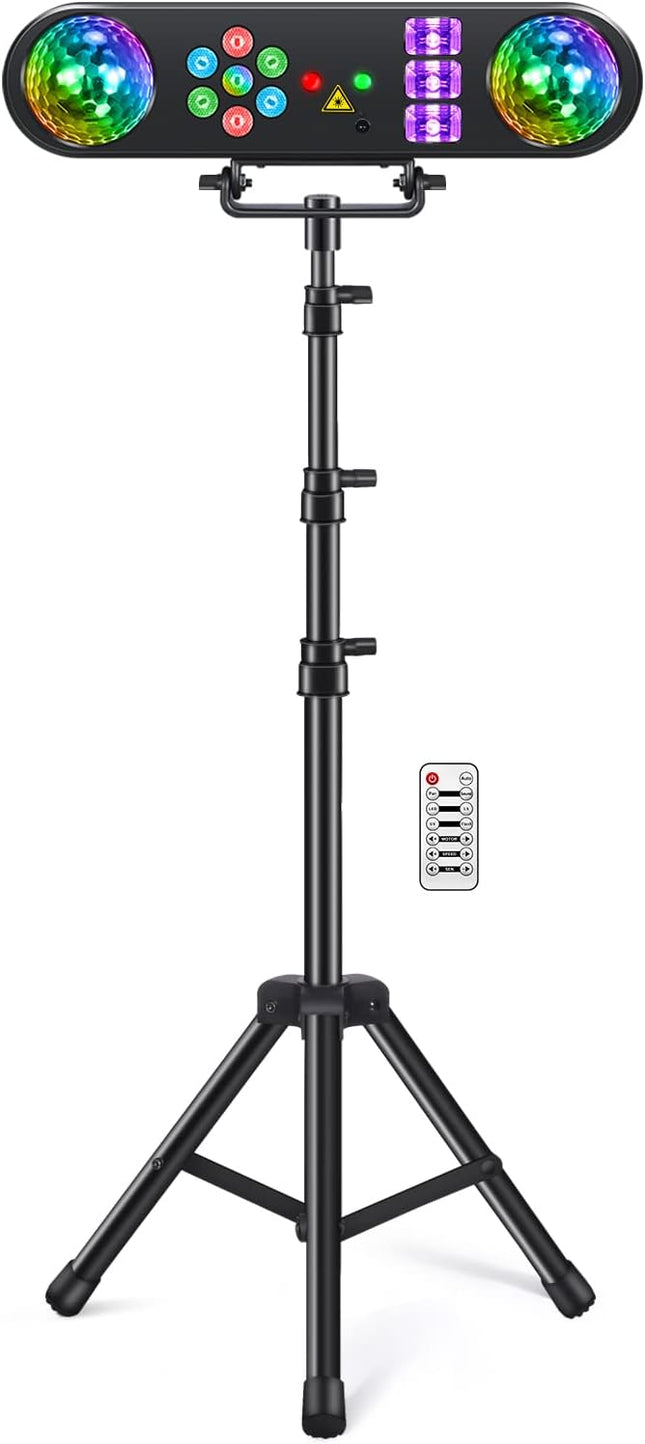 Telbum DJ Lights with Stand, 5 in 1 Party Bar Light Set with Rotating Ball, Stro