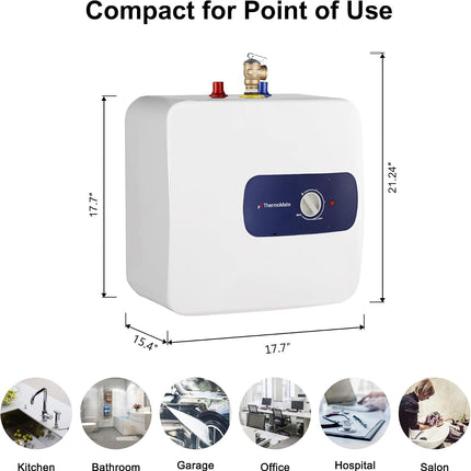 ThermoMate ES800 Electric Tank Water Heater, 8 Gallon 1440W Point of Use Mini Hot Water Tank, 120V Plug-In, UL Listed