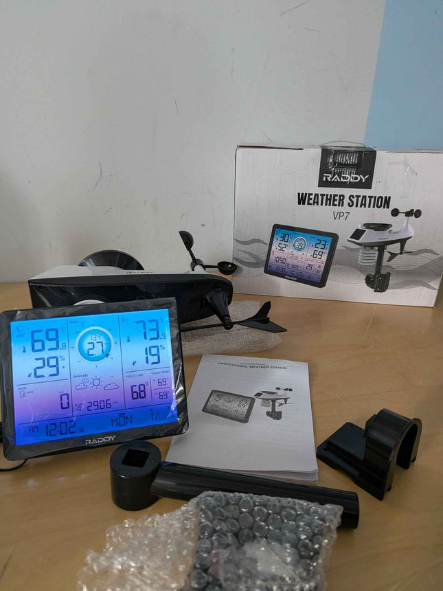 Raddy VP7 Weather Station Indoor Outdoor Thermometer Wireless Color Display Atom