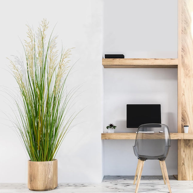 Artificial Plant, 47in Onion Grass Artificial Plant in Pot, Indoor Decorative Fl
