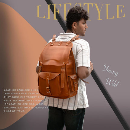 Satchel And Fable Handmade Brown Vintage Genuine Leather Shoulder Men Backpack