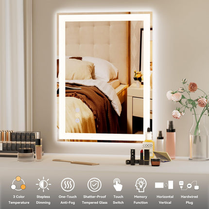 Callsky - 24 x 36 Inch LED Bathroom Mirror with Front and Backlit Lighting, Sepa