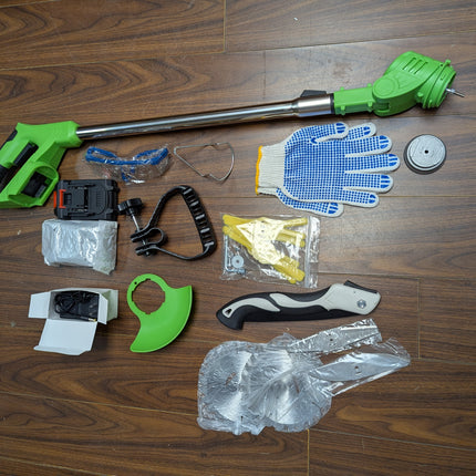 Cordless Weed Wacker 21V Electric Weed Eater with 2 Batteries & 4 Blade Types, Stringless Grass Trimmer for Yards