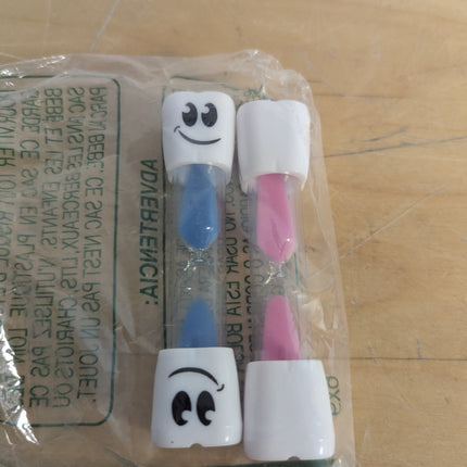 2 Minute Toothbrush Sand Timer for Kids, Small Blue and Pink Smiley Acrylic Hour