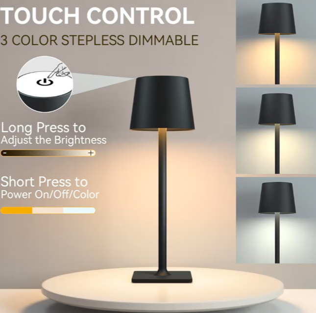 Rechargeable Table Lamps, Cordless Lamp with 6000mAh Battery Operated, Portable