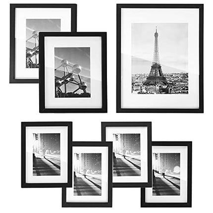SONGMICS Collage Picture Frames, Set of 7 Photo Frames, Collage Frames, Clear Gl