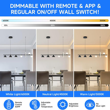 ORANOOR Modern LED Pendant Lights, Dimmable 47in Linear Globe LED Chandelier Lig