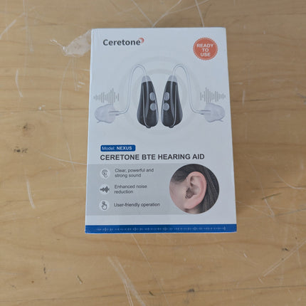 Ceretone BTE Hearing Aids with Noise Cancellation, Behind-the-Ear, 4 Listening Modes, 200+ Hour A13 Battery