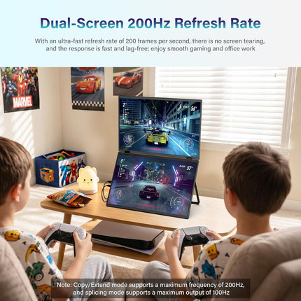 InnoView 18.5" Dual Portable Monitor 2K 200Hz 100% sRGB - Foldable & Stackable D