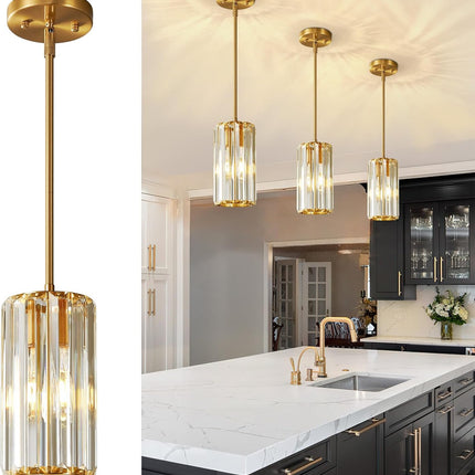 zhllmq Gold Pendant Lighting Modern Pendant Light Mini Crystal Chandeliers Adjus