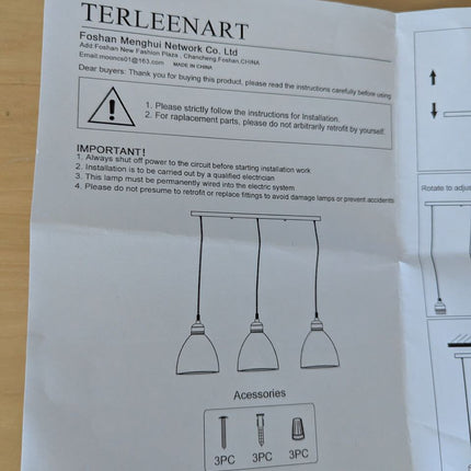 Terleenart 3-Lights Kitchen Island Pendant Light,Industrial Farmhouse Hanging Ch