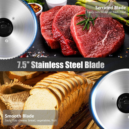 OSTBA Meat Slicer with Quiet DC Motor, 200W Electric Deli Slicer, Dual 7.5'' Sta