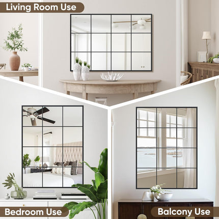 Suidia Rectangular Wall Mirror, 30" x 40" Window Decorative Mirrors, Metal Frame